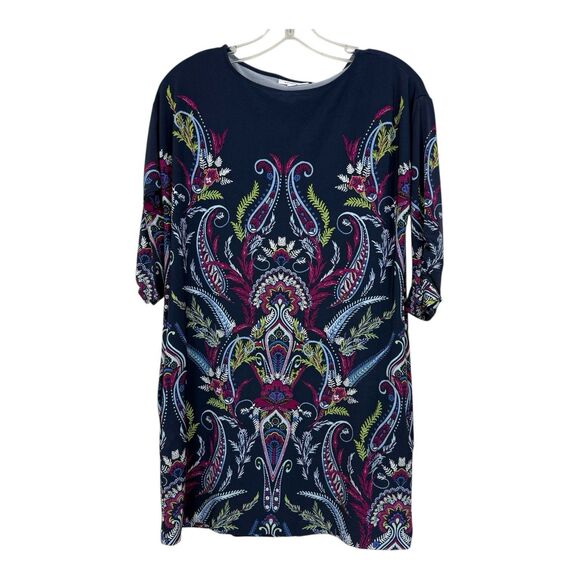 Chico’s Ruched Sleeve Jersey Dress Petite Size Extra Small 00P Shift - Picture 1 of 10